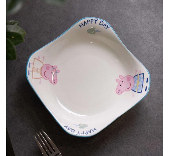 Дитяча тарілка Happy day порцелянова 350 мл, блакитний