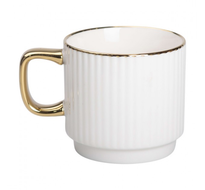 Чашка керамічна 300 мл рельєфна, білий