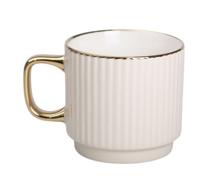 Чашка керамічна 300 мл рельєфна, бежевий Чашка керамічна 300 мл рельєфна, бежевий