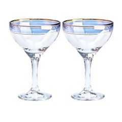 Набір келихів для коктейлів фігурних на високій ніжці 2 штуки по 290 мл, синій
