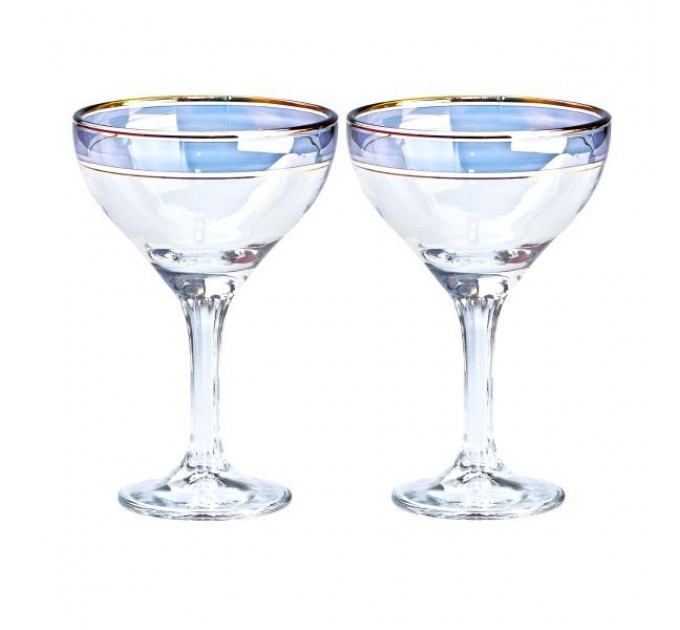 Набор бокалов для фигурных коктейлей на высокой ножке 2 штуки по 290 мл, синий