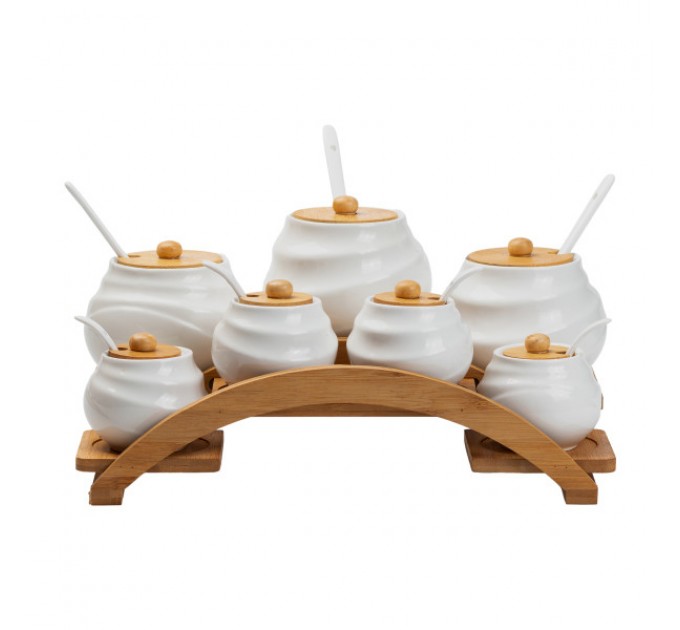 Набір баночок для сипучих продуктів 7 штук по 200/500 мл, білий