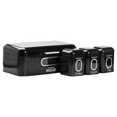 Набір для зберігання продуктів Haus Roland 4 штуки з нержавіючої сталі, чорний граніт