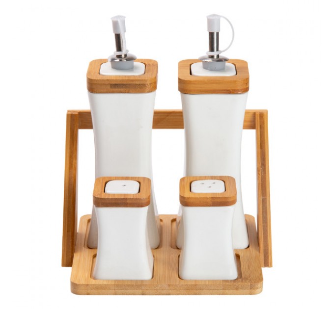 Набор для специй и жидких текстур на бамбуковой подставке