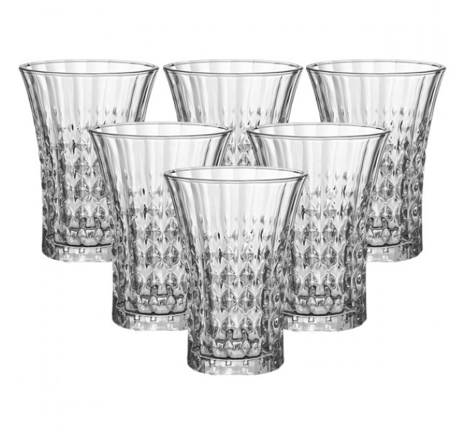 Набір склянок Living Home фігурних під кришталь 6 штук по 380 мл, прозорий