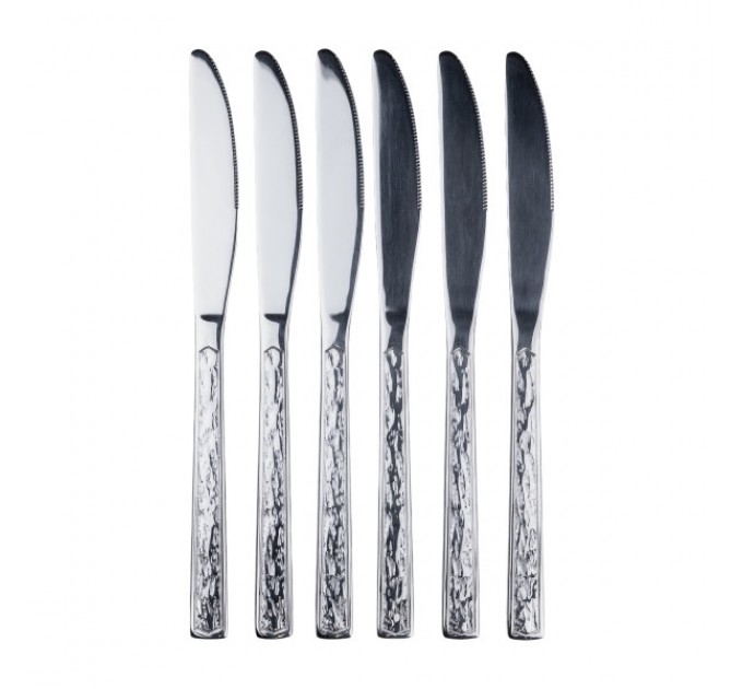 Набір столових ножів 6 штук з нержавіючої сталі, хром
