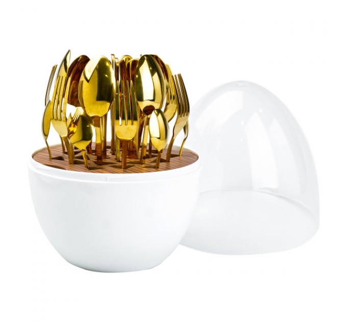 Набор столовых приборов из нержавеющей стали 24 штук золотых, белый. Набор столовых приборов из нержавеющей стали 24 штук золотых, белый.