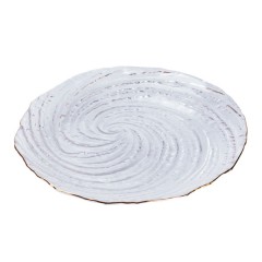 Тарілка десертна скляна із золотим обідком, прозорий