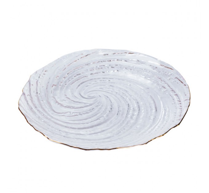 Тарілка десертна скляна із золотим обідком, прозорий