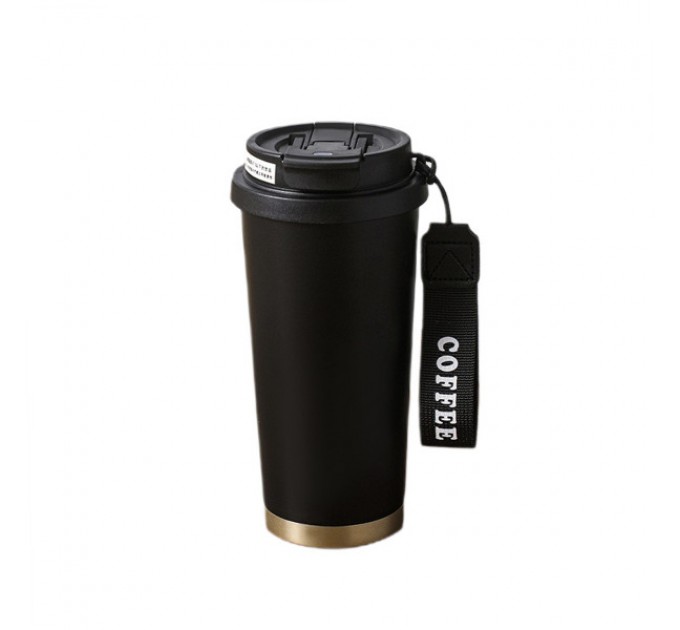 Термочашка Coffee 500 мл з ремінцем, чорний
