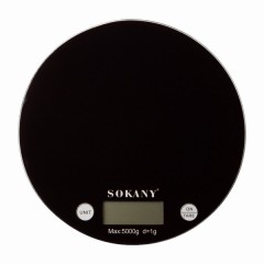 Ваги кухонні електронні SOKANY SK-19023 до 5 кг з плоскою платформою, чорний
