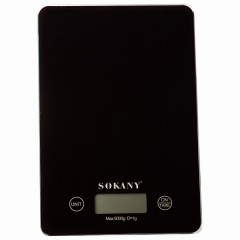 Ваги кухонні електронні SOKANY SK-19027 до 5 кг з плоскою платформою, чорний