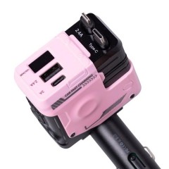 Автомобільний зарядний пристрій 4 в 1 з висувним кабелем, рожевий