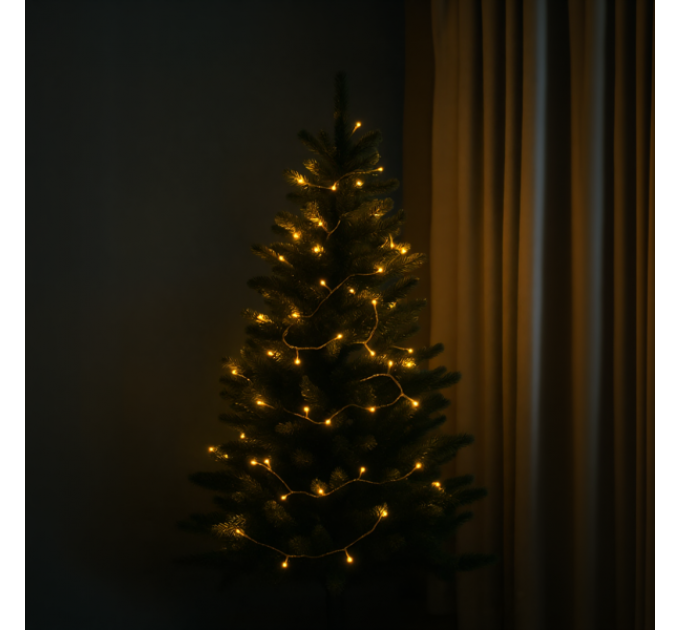 Гірлянда Нитка 120 LED 10 м чорна, жовтий