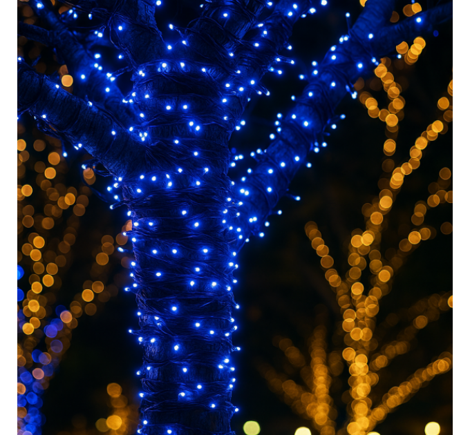 Гірлянда Нитка вулична 1000 LED 100 м чорна, синій