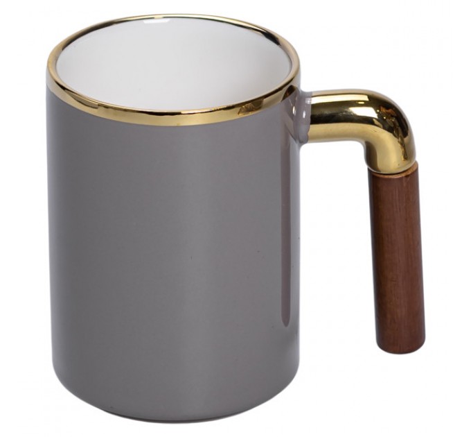 Набор чашек фарфоровых 6 шт. по 400 мл на металлической подставке, серый