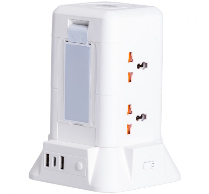 Мережевий фільтр-подовжувач TOWER 6 розеток LED-лампа 3USB + 1PD 4,8 метра