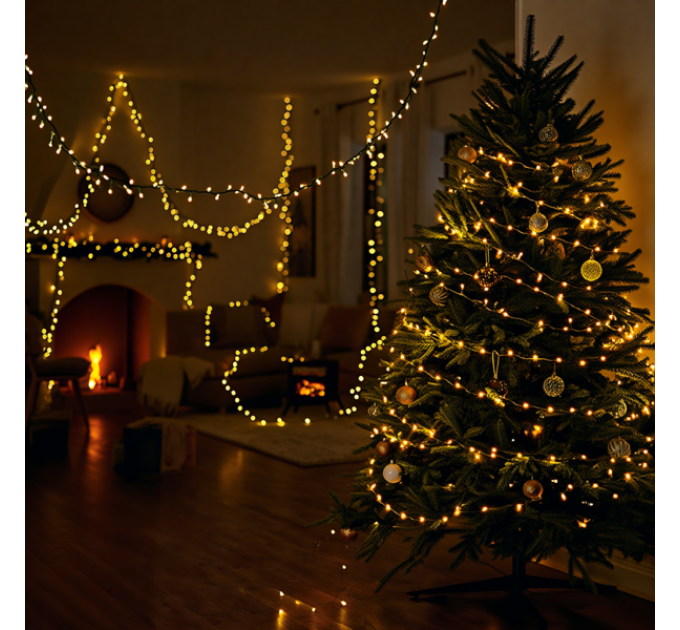 Гірлянда Нитка вулична 500 LED 50 м чорна, жовтий