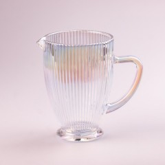 Глечик для напоїв 1,2 л фігурний прозорий ребристий із товстого скла, rainbow