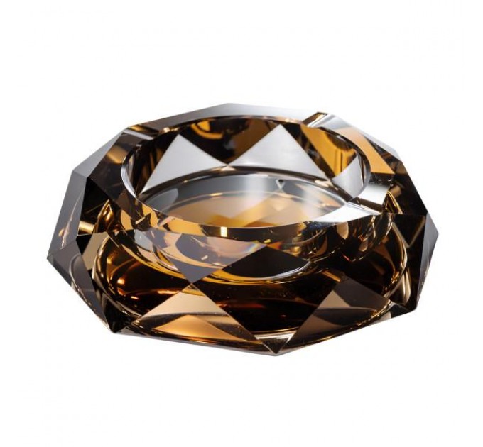 Пепельница стеклянная Crystal Glass круглая, золотистая