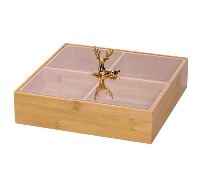 Менажниця бамбукова квадратна з кришкою 25*25*11 см