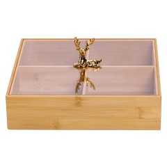 Менажниця бамбукова квадратна з кришкою 25*25*11 см