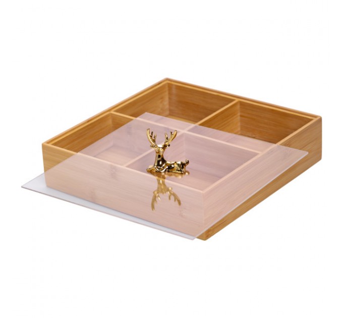 Менажниця бамбукова квадратна з кришкою 25*25*11 см