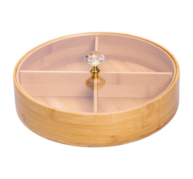 Менажница бамбуковая круглая с крышкой 25 см Менажница бамбуковая круглая с крышкой 25 см