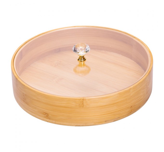 Менажница бамбуковая круглая с крышкой 25 см