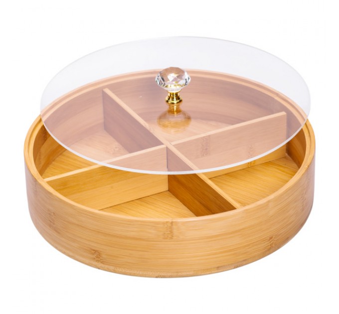Менажница бамбуковая круглая с крышкой 25 см