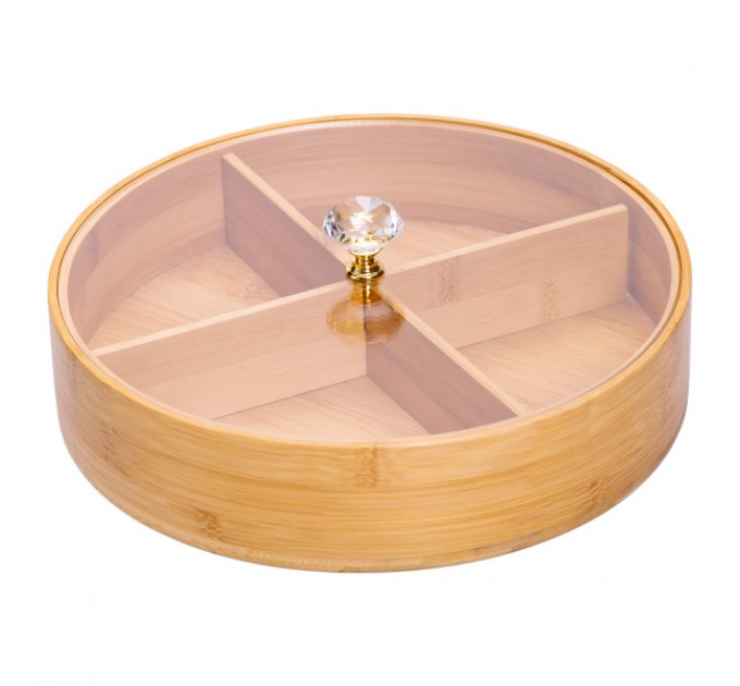 Менажница бамбуковая круглая с крышкой 25 см