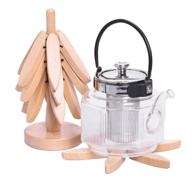 Набір підставок для посуду "Дерево" бамбук 19 см, бежевий