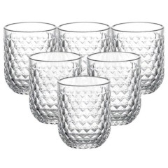 Набір склянок для напоїв 6 штук по 250 мл із кришталевого скла, прозорий