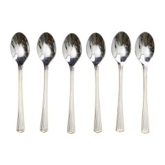 Набор чайных ложек из нержавеющей стали 6 штук серебро с золотом. Набор чайных ложек из нержавеющей стали 6 штук серебро с золотом.