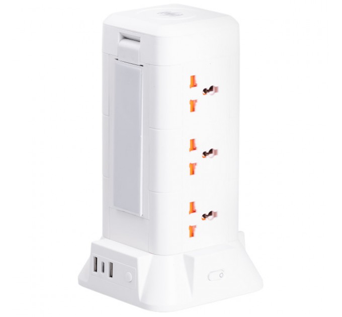 Мережевий фільтр-подовжувач TOWER 9 розеток LED-лампа 3USB + 1PD 2,8 метра