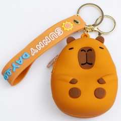 Гаманець-брелок Капібара силіконовий на блискавці 8*6*4 см, коричневий Гаманець-брелок Капібара силіконовий на блискавці 8*6*4 см, коричневий