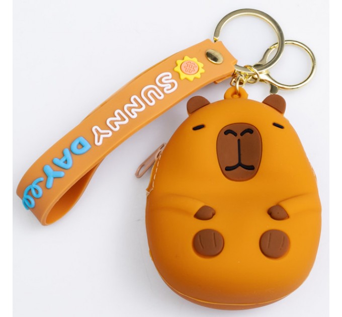 Гаманець-брелок Капібара силіконовий на блискавці 8*6*4 см, коричневий Гаманець-брелок Капібара силіконовий на блискавці 8*6*4 см, коричневий