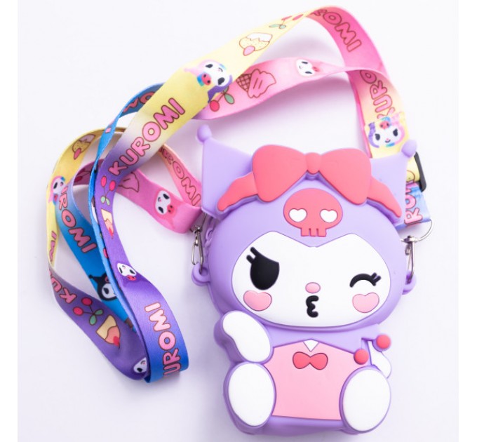 Дитяча сумочка Kuromi силіконова на блискавці 15*10*3 см, бузковий