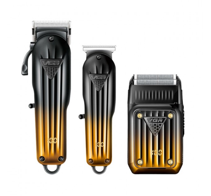 Набір для стрижки волосся і бороди 3 в 1 VGR V-644 акумуляторний, золотистий з чорним Набір для стрижки волосся і бороди 3 в 1 VGR V-644 акумуляторний, золотистий з чорним