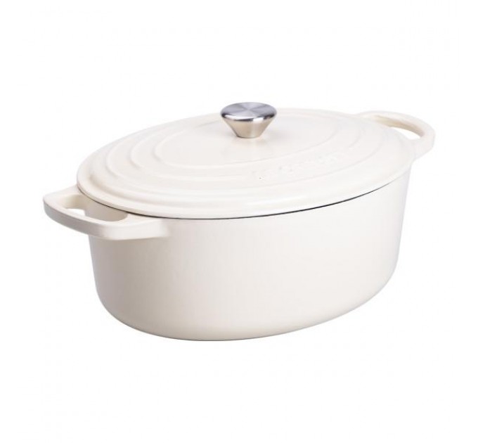 Утятница чугунная с эмалированным покрытием 6 л, бежевый.