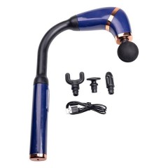 Перкусійний масажер Fascial Gun Massage 4 насадки, синій