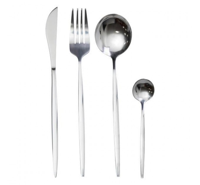 Набір столових приборів 24 предмети на 6 персон, матовий хром
