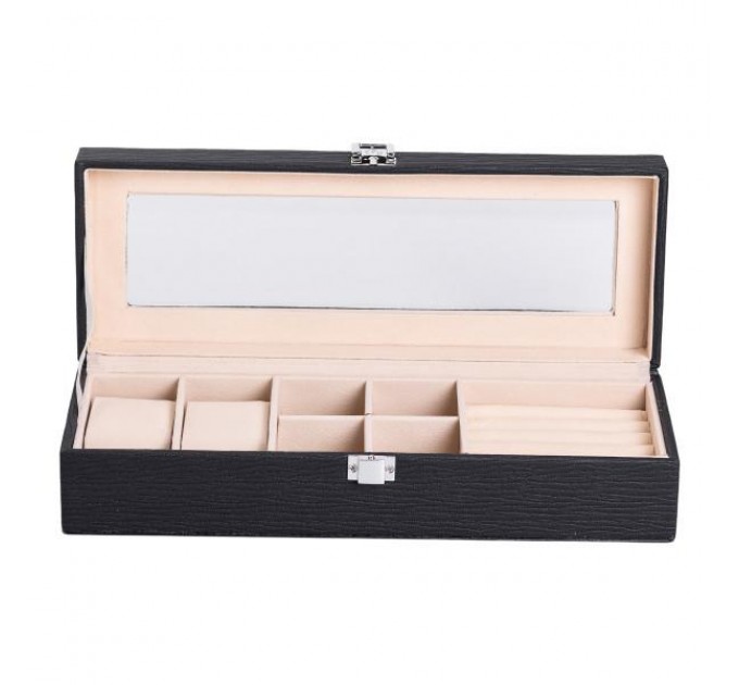 Ящик-органайзер для украшений с накидным замком 31х11х8 см, черный