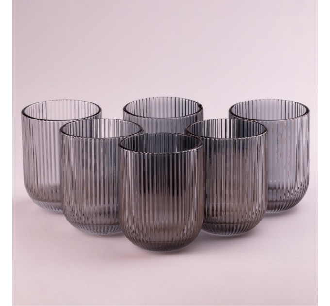 Набір склянок для напоїв 6 штук по 250 мл із товстого скла, сірий