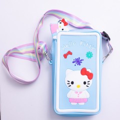 Сумочка-футляр для телефона Hello Kitty силиконовая на молнии 17*9*2 см, синий