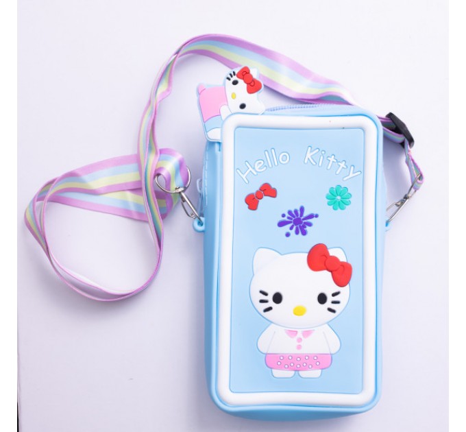 Сумочка-футляр для телефона Hello Kitty силиконовая на молнии 17*9*2 см, синий Сумочка-футляр для телефона Hello Kitty силиконовая на молнии 17*9*2 см, синий