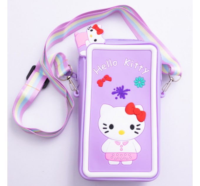 Сумочка-футляр для телефону Hello Kitty силіконова на блискавці 17*9*2 см, бузковий