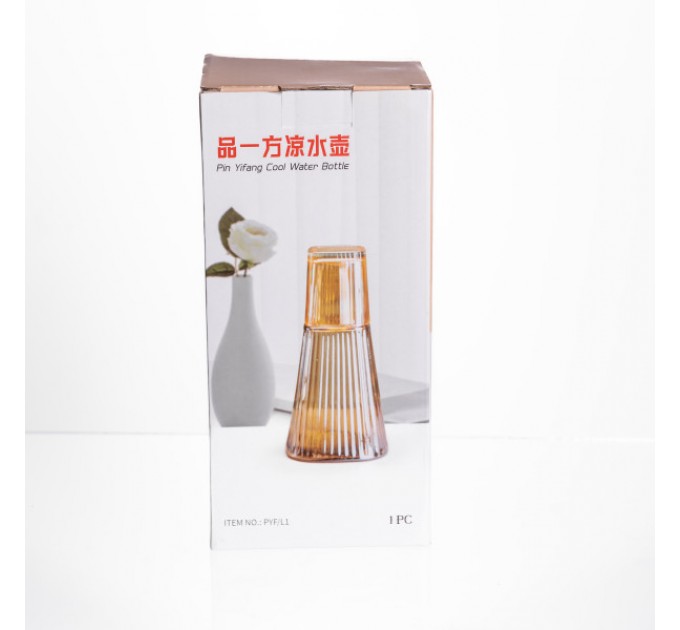 Графин зі склянкою-кришкою 1/0,2 л рифлений, прозорий