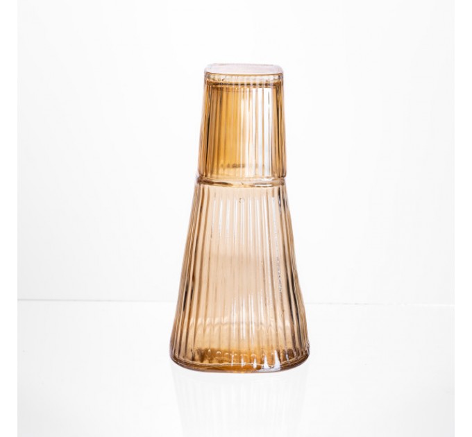 Графин зі склянкою-кришкою 1/0,2 л рифлений, карамель