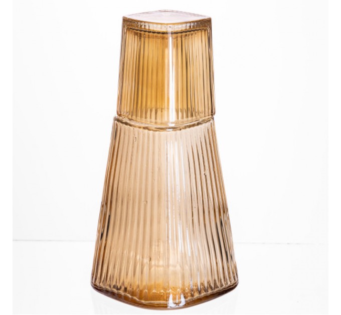 Графин зі склянкою-кришкою 1/0,2 л рифлений, карамель